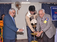 Earth Day Celebration 2013 : Lighting of the sacred lamp (L to R). Prof. V.K. S. Dave, Secretary (IGC); Shri Yashpal Rana, the Mayer of Roorkee Nagar Nigam, and Prof. O.P. Varma, Executive President.