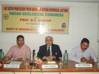 L to R: Prof. B. C. Sarkar, the Speaker; Prof. O.P. Varma, Executive President; and Dr. S. K. Sarangi, President- SGAT
