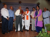 Prof. K.K. Singh being felicitated for his life-long services for the growth of geosciences by the Chief Guest.